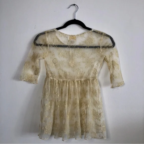 Guess Kids M (10-12) Gold Lace Button Top Shirt - Picture 3 of 6